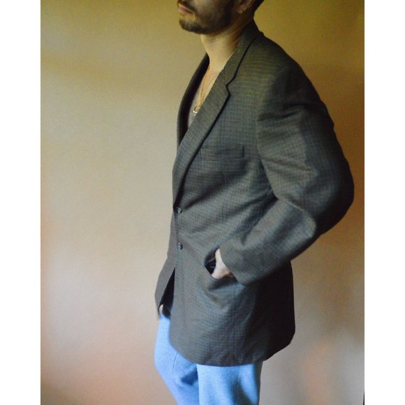 Retro Houndstooth Hickey Freeman Mens Suit Jacket - Picture 2 of 5